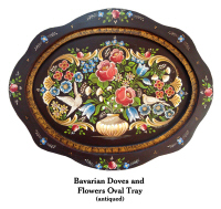 Bavarian Doves and Flowers Oval Tray